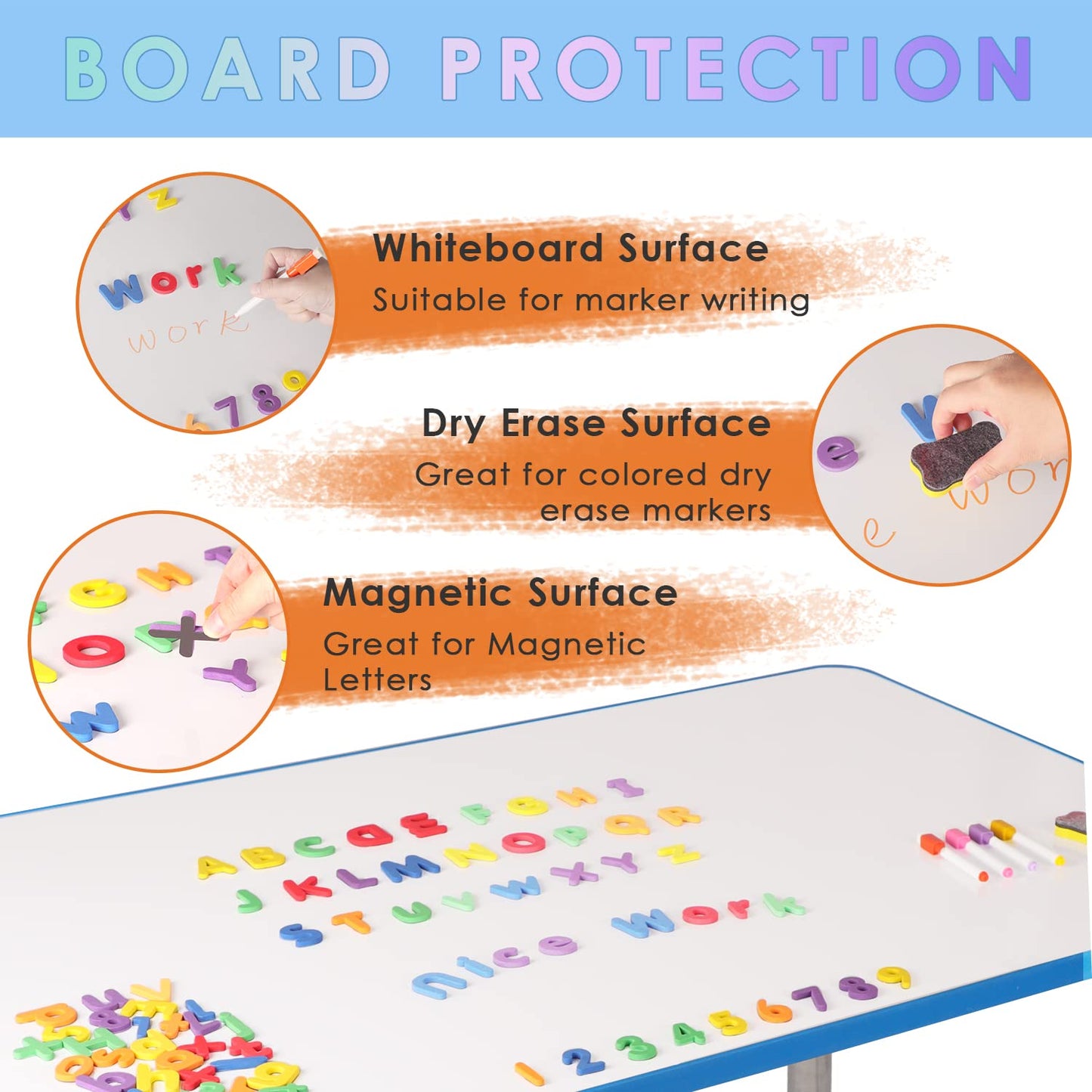 Dry Erase Activity Table Adjustable Magnetic Kids Desk
